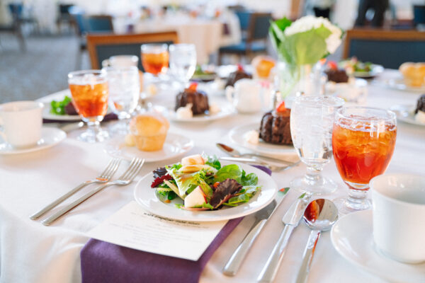 Table set with meal